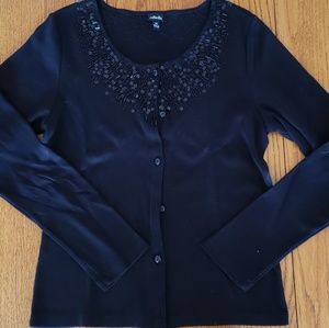 Rafaella black cardigan with black beads